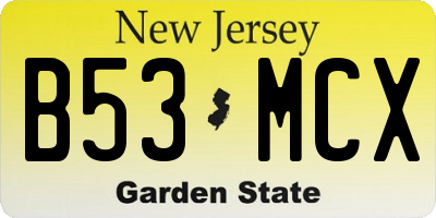 NJ license plate B53MCX