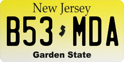 NJ license plate B53MDA