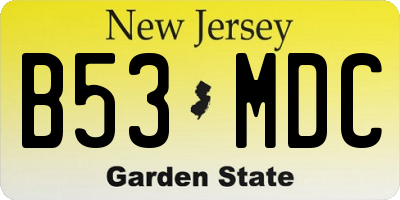 NJ license plate B53MDC