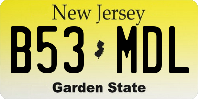 NJ license plate B53MDL