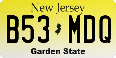 NJ license plate B53MDQ