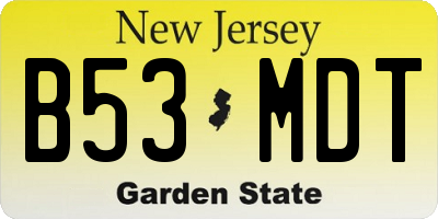 NJ license plate B53MDT