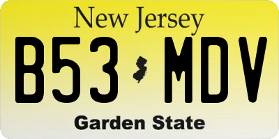 NJ license plate B53MDV