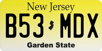 NJ license plate B53MDX