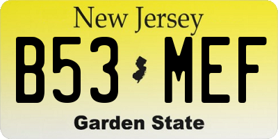 NJ license plate B53MEF