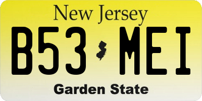 NJ license plate B53MEI