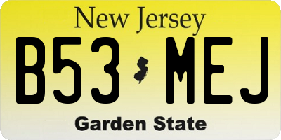 NJ license plate B53MEJ