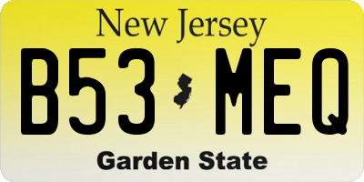 NJ license plate B53MEQ