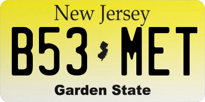 NJ license plate B53MET