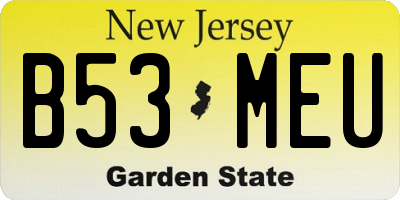 NJ license plate B53MEU