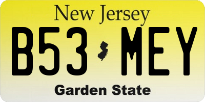 NJ license plate B53MEY