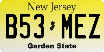 NJ license plate B53MEZ