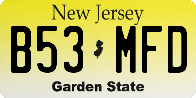 NJ license plate B53MFD
