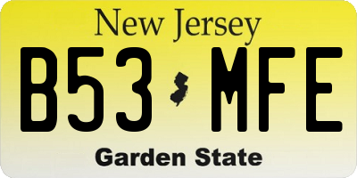 NJ license plate B53MFE