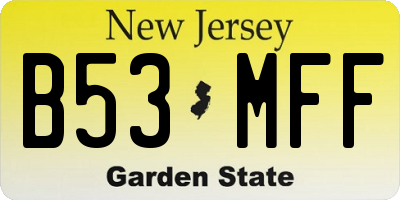 NJ license plate B53MFF