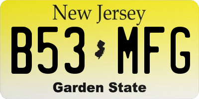 NJ license plate B53MFG