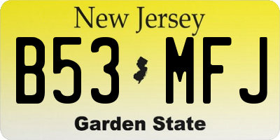NJ license plate B53MFJ
