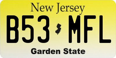 NJ license plate B53MFL