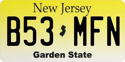 NJ license plate B53MFN