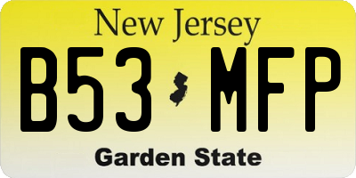 NJ license plate B53MFP