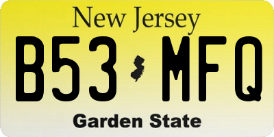 NJ license plate B53MFQ