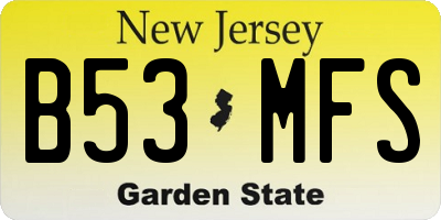 NJ license plate B53MFS