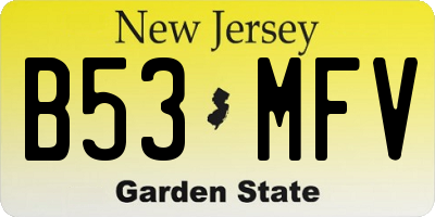 NJ license plate B53MFV