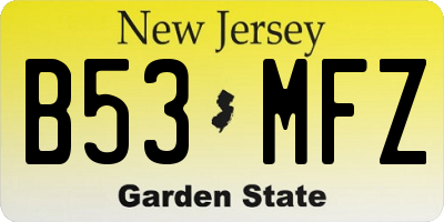 NJ license plate B53MFZ