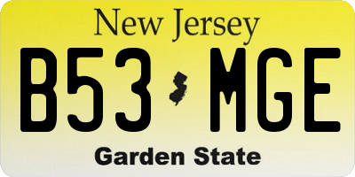 NJ license plate B53MGE