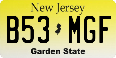 NJ license plate B53MGF