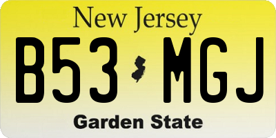 NJ license plate B53MGJ