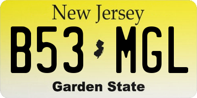 NJ license plate B53MGL