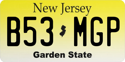 NJ license plate B53MGP