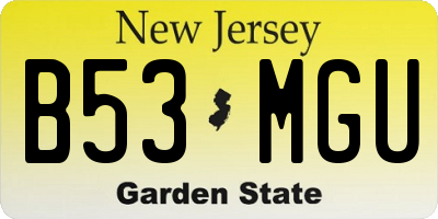 NJ license plate B53MGU