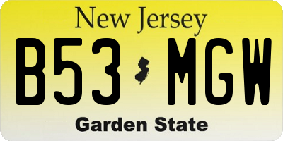 NJ license plate B53MGW