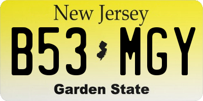 NJ license plate B53MGY