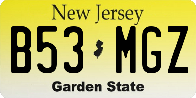 NJ license plate B53MGZ