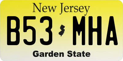 NJ license plate B53MHA