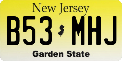 NJ license plate B53MHJ