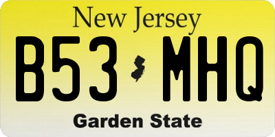 NJ license plate B53MHQ