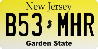 NJ license plate B53MHR
