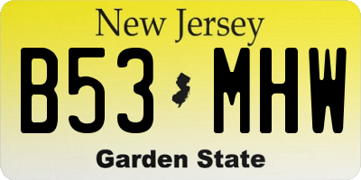 NJ license plate B53MHW