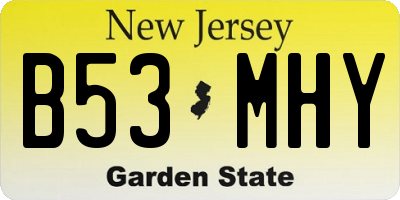 NJ license plate B53MHY