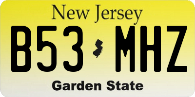 NJ license plate B53MHZ