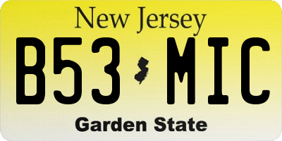 NJ license plate B53MIC