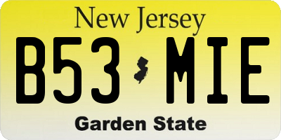 NJ license plate B53MIE