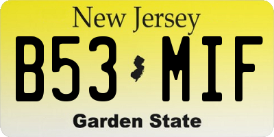 NJ license plate B53MIF