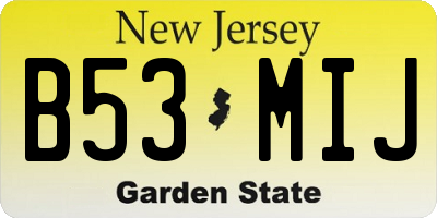 NJ license plate B53MIJ