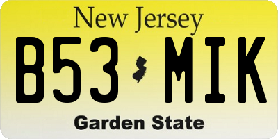 NJ license plate B53MIK