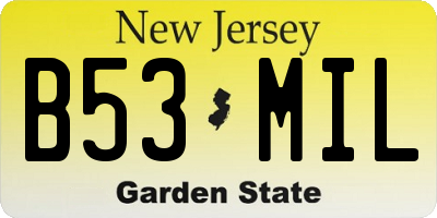 NJ license plate B53MIL